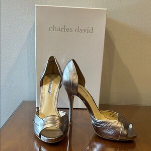 Charles David Metallic Open-Toe Heels